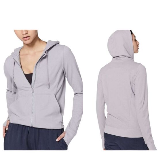 Lululemon Press Pause Jacket Light Lavender Purple Grey Terry Size 6 - Picture 1 of 13